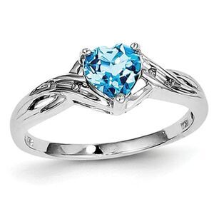 2/3 Carat (ctw) Natural Swiss Blue Topaz Heart Ring in Sterling Silver